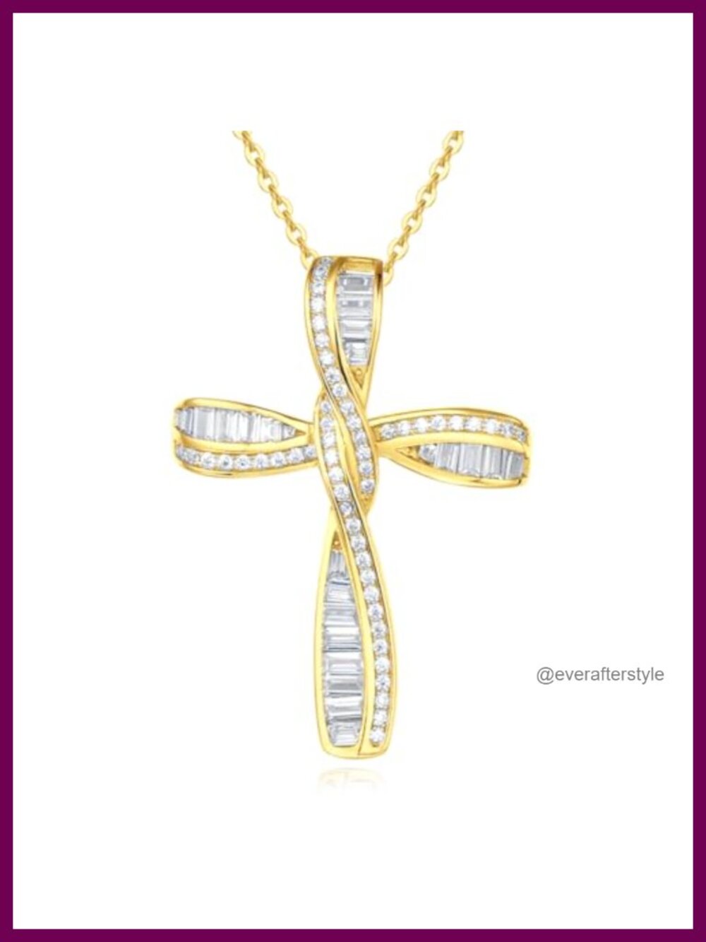 FANCIME Cross Necklace Sterling Silver Cubic Zirconia Twisted Infinity Pendant